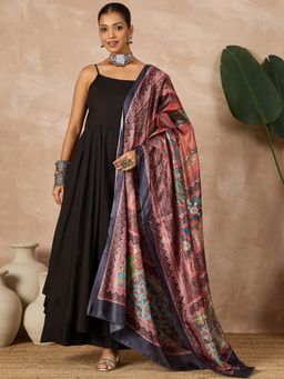 InWeave - Black Strappy D45 Kurta with Palazzo and Dupatta (Set of 3)