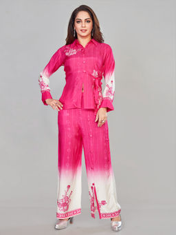 Amchoor - Pink Muslin Floral Print Co-Ord (Set of 2)