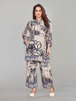 Amchoor - Black Muslin Abstract Print Kurta with Pant (Set of 2)