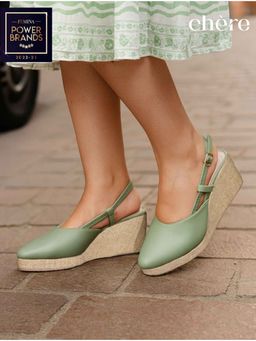 CHERE - Sage Green Espadrille Wedges Heels for Women