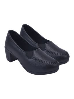Shoetopia - Womens Black Textured Pumps Heels