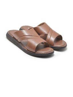 WOODLAND - Softy Nappa Super Shine Brown Sandals For Men