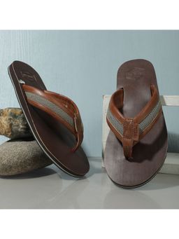 WOODLAND - Casual Wear Synthetic Pu Burnish Tan Flipflops For Men