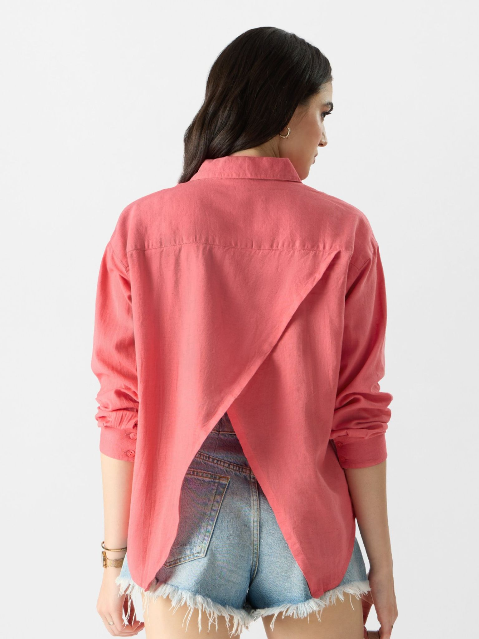 Original Linen Shirt: Coral Women Boyfriend Shirt