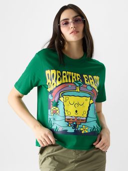 The Souled Store - Official Spongebob: Just Breathe Women Relaxed Fit T-Shirt