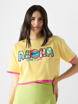 The Souled Store - Official Lilo & Stitch: Aloha Women Oversized Crop Top