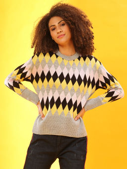 Campus Sutra - Multi Color Women Self Design Stylish Casual Sweaters