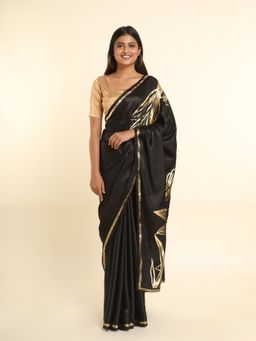 Suta - Black Printed Viscose Rayon Saree