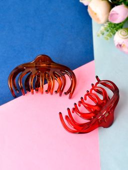 Silvermerc Designs - Red and Brown Hair Claw Clips (Set of 2)