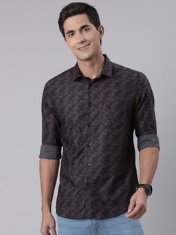 Classic Polo - Men Multicolor Neck Slim Fit All-Over Print Cotton Casual Shirt