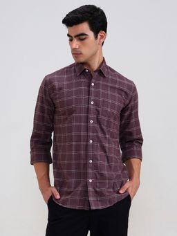 JadeBlue - Brown Pure Cotton Checks Casual Shirt