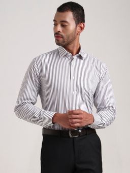 JadeBlue - Black Pure Cotton Stripes Casual Shirt
