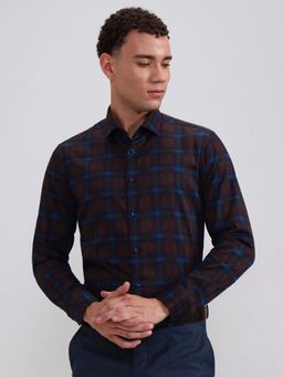 Wyre - Blue Cotton Blend Checks Casual Shirt