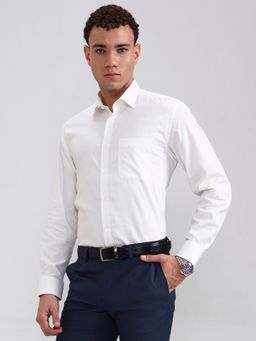 JadeBlue - White Pure Cotton Solid Casual Shirt