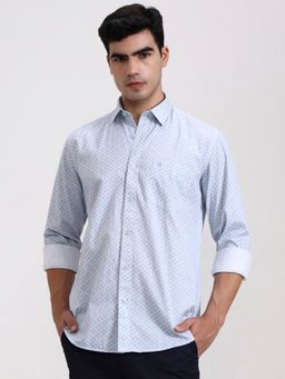 Greenfibre - Blue Pure Cotton Geometric Casual Shirt