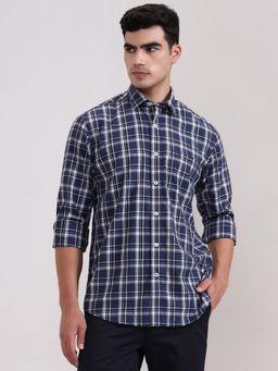JadeBlue - Blue Pure Cotton Checks Casual Shirt