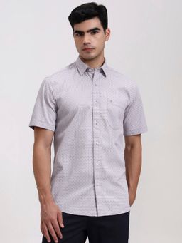 Greenfibre - Purple Pure Cotton Geometric Casual Shirt