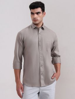 JadeBlue - Grey Pure Cotton Solid Casual Shirt