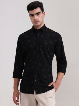 Greenfibre - Black Pure Cotton Abstract Casual Shirt