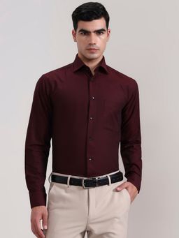 Metal - Maroon Pure Cotton Solid Casual Shirt