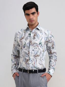JadeBlue - White Blended Abstract Casual Shirt