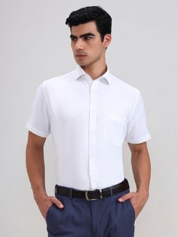 Greenfibre - White Blended Solid Casual Shirt