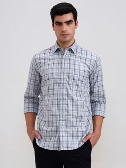 JadeBlue - Grey Pure Cotton Checks Casual Shirt