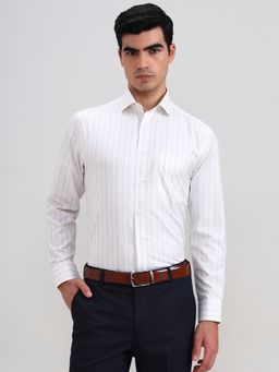Greenfibre - White Blended Stripes Casual Shirt