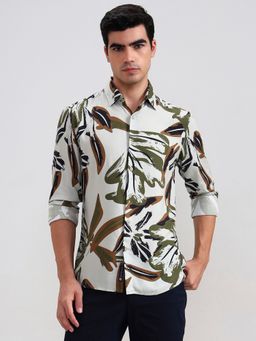 Greenfibre - Grey Viscose Abstract Casual Shirt
