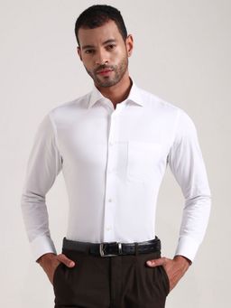JadeBlue - White Pure Cotton Solid Casual Shirt