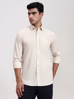 Greenfibre - Beige Pure Cotton Solid Casual Shirt