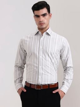 Metal - Cream Pure Cotton Stripes Casual Shirt