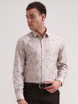 Metal - Beige Pure Cotton Floral Casual Shirt