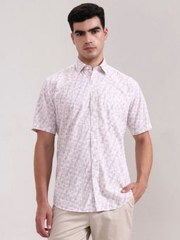 JadeBlue - Brown Pure Cotton Abstract Casual Shirt