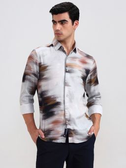 Greenfibre - Grey Viscose Abstract Casual Shirt