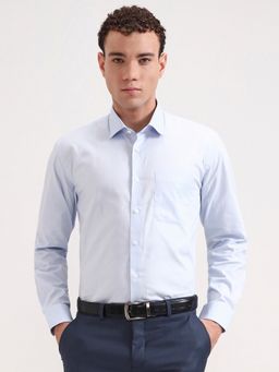 JadeBlue - Blue Pure Cotton Solid Casual Shirt