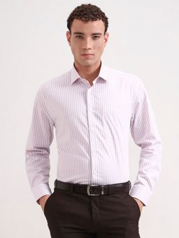 JadeBlue - White Pure Cotton Stripes Casual Shirt