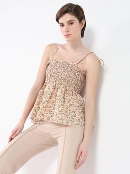 SHOWOFFFF - Women Floral Peach Peplum Top