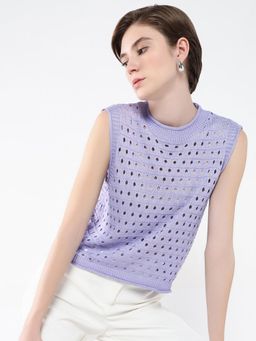 SHOWOFF - Women Self Design Purple Top