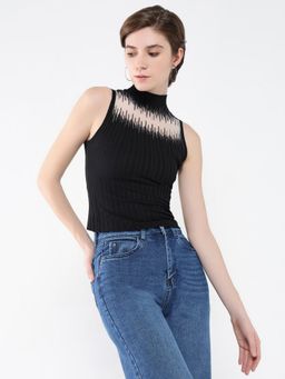 SHOWOFF - Women Textured Black Top