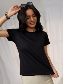 PINACOLADA - Women Onyx Black Solid Regular Fit Top