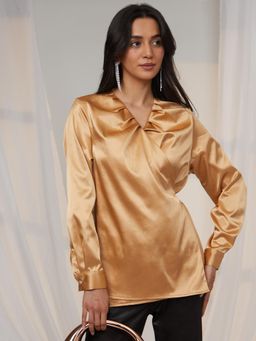 PINACOLADA - Women California Gold Satin Wrap Top