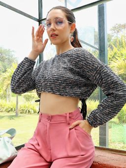 PINACOLADA - Women Charcoal Grey Cinched Crop Top