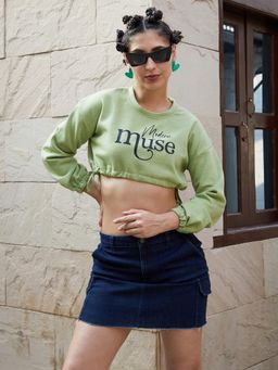 PINACOLADA - Women Pistachio Green Modern Muse Crop Top