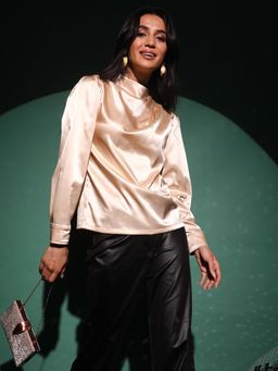 PINACOLADA - Women Beige Solid Draped Top