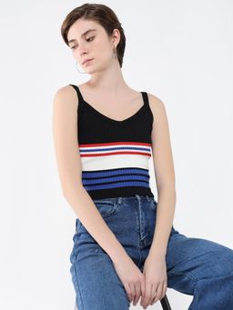 SHOWOFF - Women Striped Multicolor Fitted Top