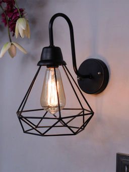 Homesake - Metal Diamond Cage Wall Sconce Lamp Black