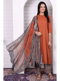 Aurelia - Mandarin Neck Embroidered Kurta with Palazzos and Dupatta (Set of 3)