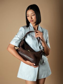 Theater - Women Valencia Brown Suede Handbag with Detachable Strap