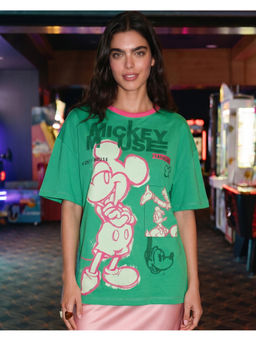 Bewakoof - Disney Blarney Green Graphic Printed Oversized T-shirt